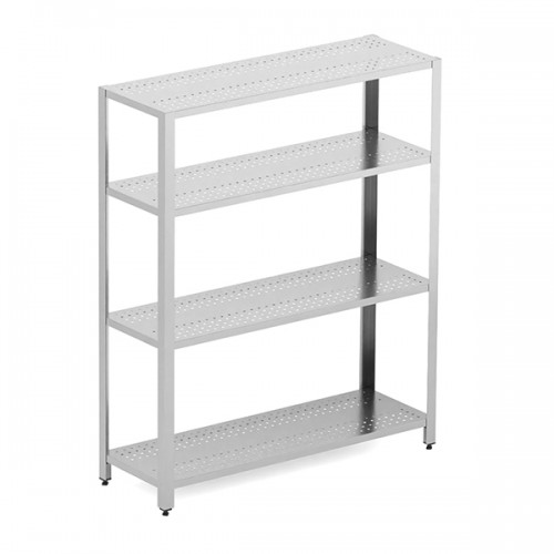 Raft depozitare - etajera otel inox, polite perforate, dimensiuni 1100x400x1500 mm